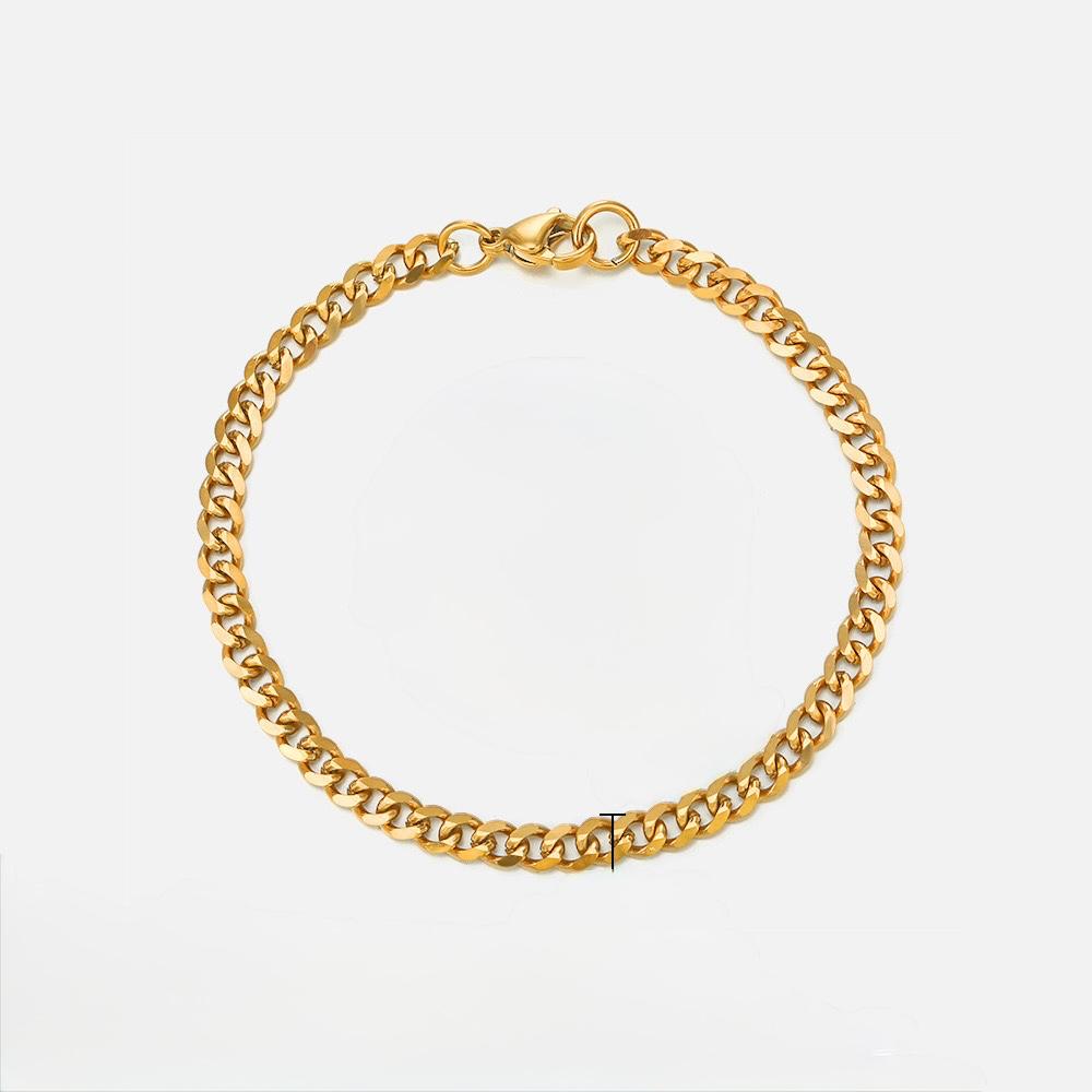 CUBAN BRACELET 3MM, 18CM GOLD