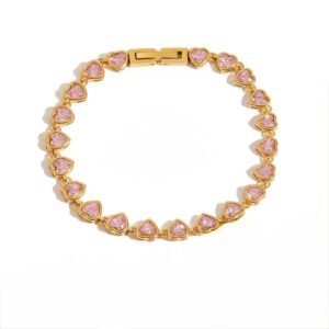PINK STONED BRACELET 0.1 LOVE SHAPED