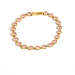 PINK STONED BRACELET 0.2 ROUND SHAPED