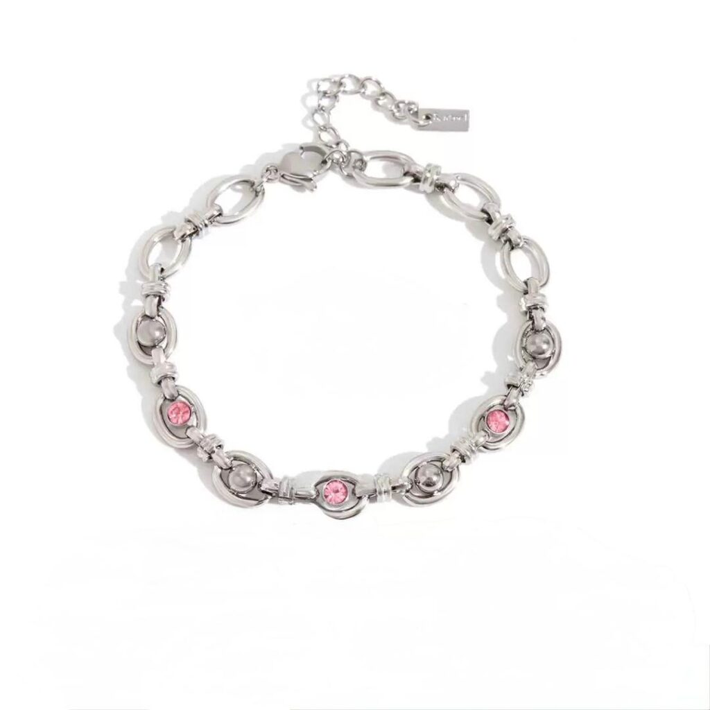 PINK LINK BRACELET SILVER