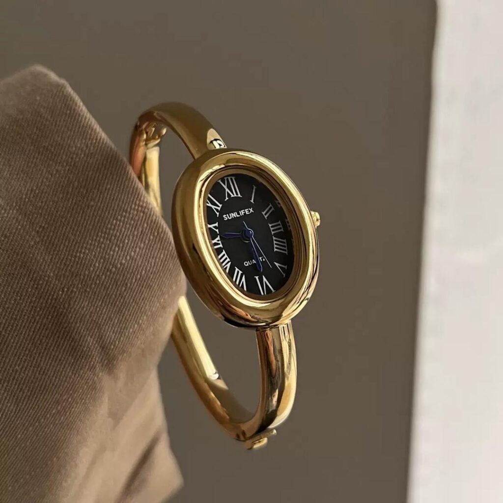 SUNLIFEX GOLD WATCH BLACK FACE